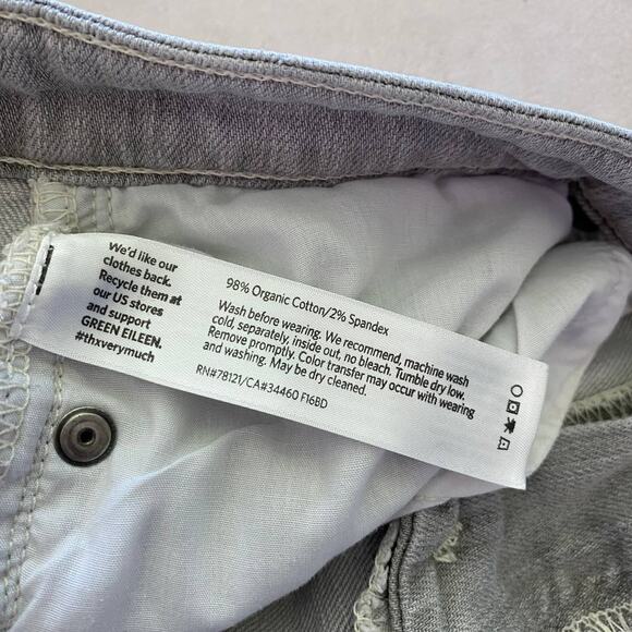 Eileen Fisher Organic Cotton Gray Stonewashed Jeans Size 2 EUC Mid Rise Straight - Picture 5 of 9